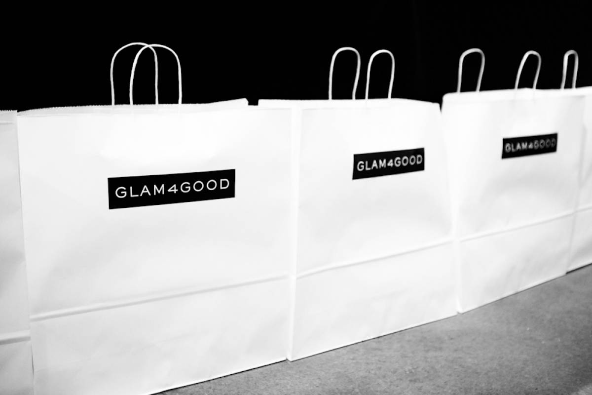 The bags are ready to be filled with goodies from GLAM4GOOD.

Purses came from Kotur, Nine West and Seventeen magazine cleaned out their accessories closet to donate to this event.

Photo Credit: Tyler Knott Gregson